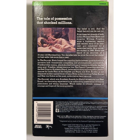 The Exorcist VHS Movie Horror Terror William Friedkin Linda Blair 1973 1990 Vtg - Picture 5 of 10